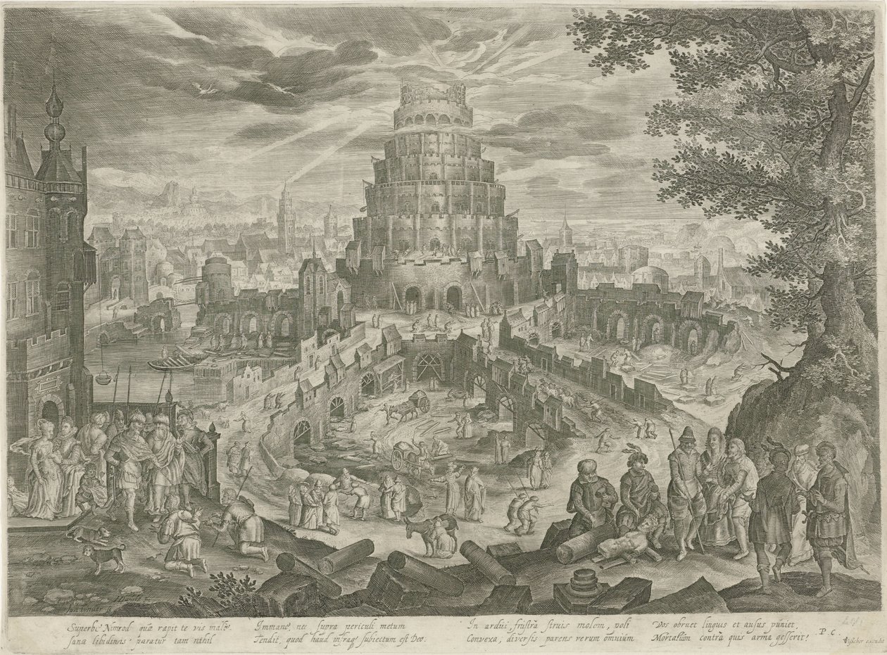 Nimrod hace construir la Torre de Babel Biblia real (título de la serie) de Jan van Londerseel