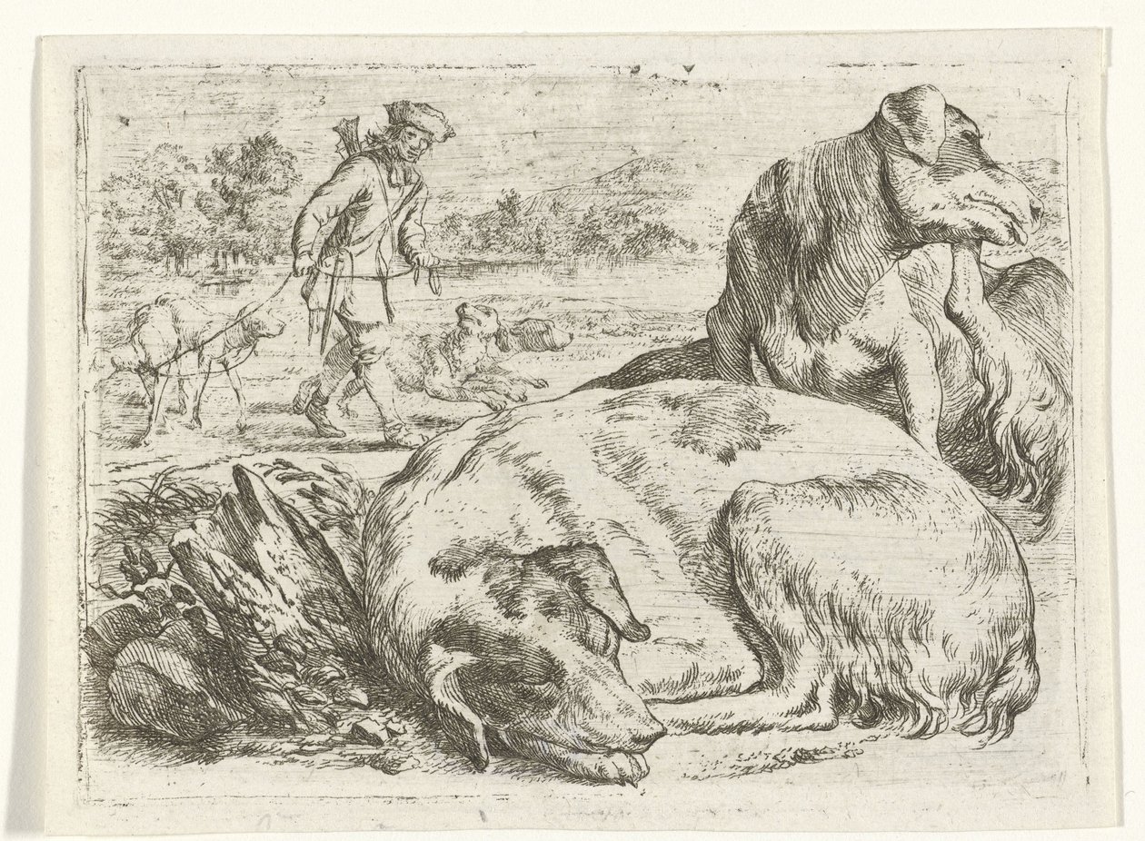 Cazador con sus perros de Jan van Ossenbeeck