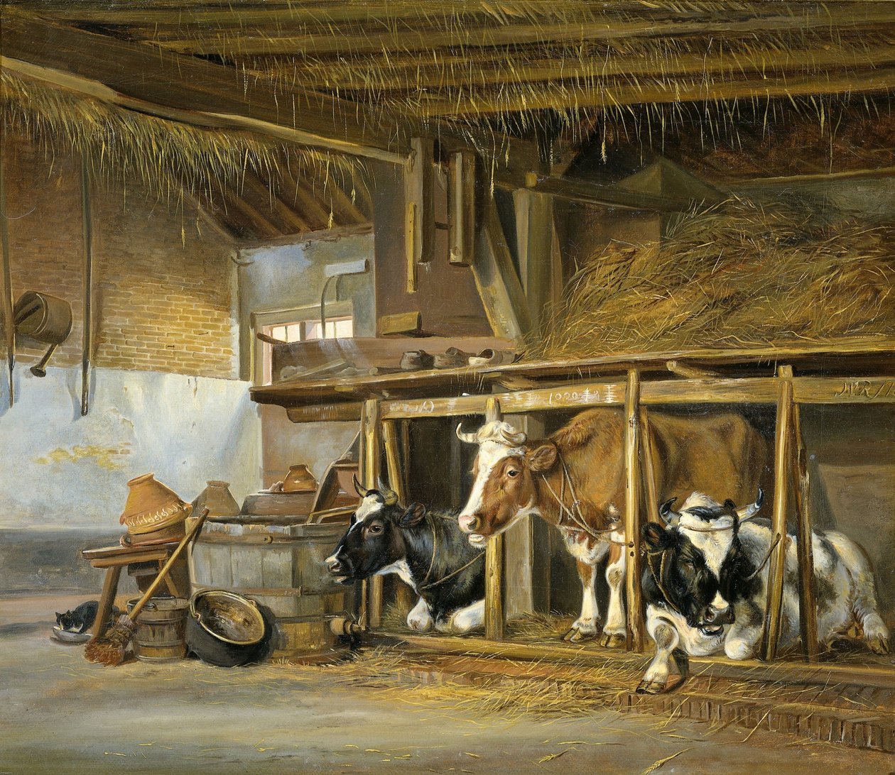 Vacas en un establo de Jan van Ravenswaay