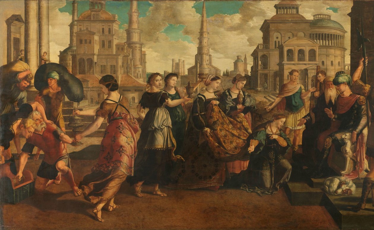 Salomón y la reina de Saba de Jan van Scorel (circle of)