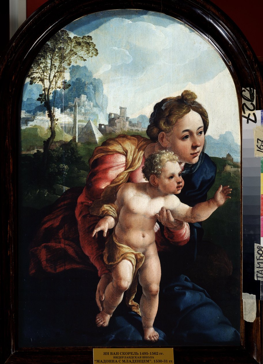 La Virgen y el Niño (Virgen y el Niño). Pintura de Jan Van Scorel (1495-1562). Óleo sobre tabla, 66 x 45 cm de Jan van Scorel