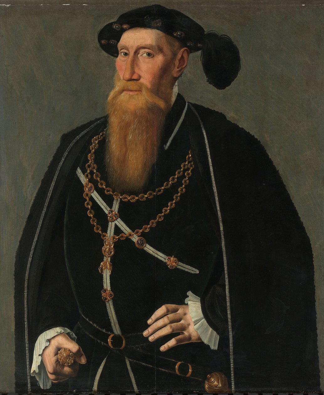 Retrato de Reinoud III de Brederode
Reinout III de Brederode (1493-1556), Señor de Vianen. Diácono de la Orden del Toisón de Oro, consejero y chambelán de Carlos V de Jan van Scorel