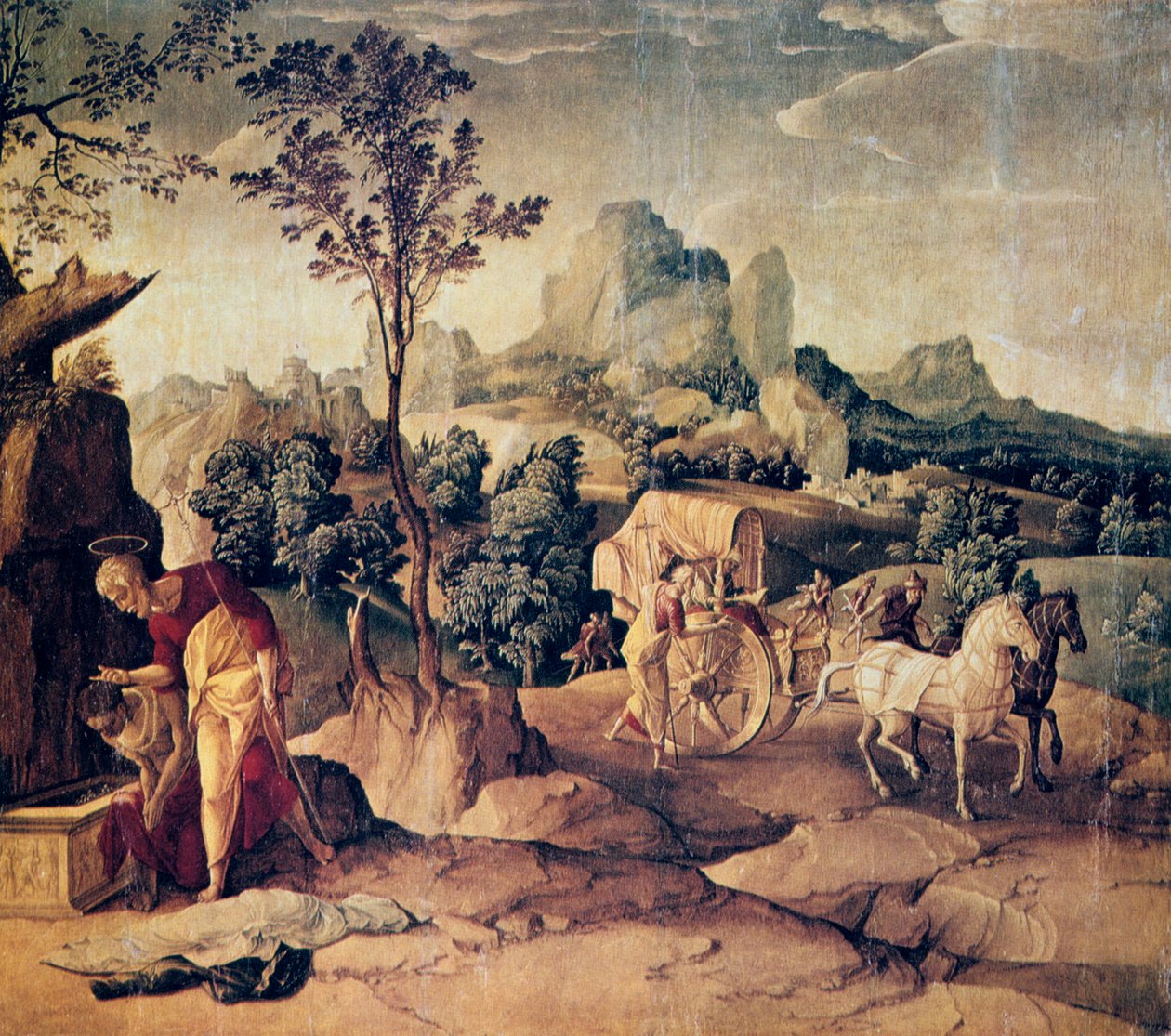 El apóstol Felipe bautizando al eunuco, siglo XVI de Jan van Scorel