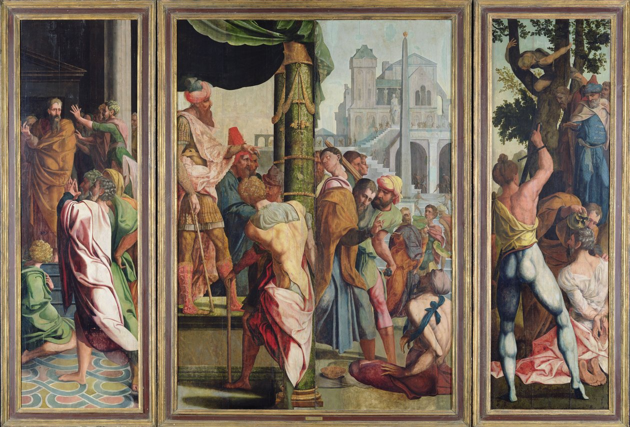 El sermón, arresto y martirio de Santiago el Mayor, del Políptico de San Esteban y Santiago el Mayor, c.1541 de Jan van Scorel