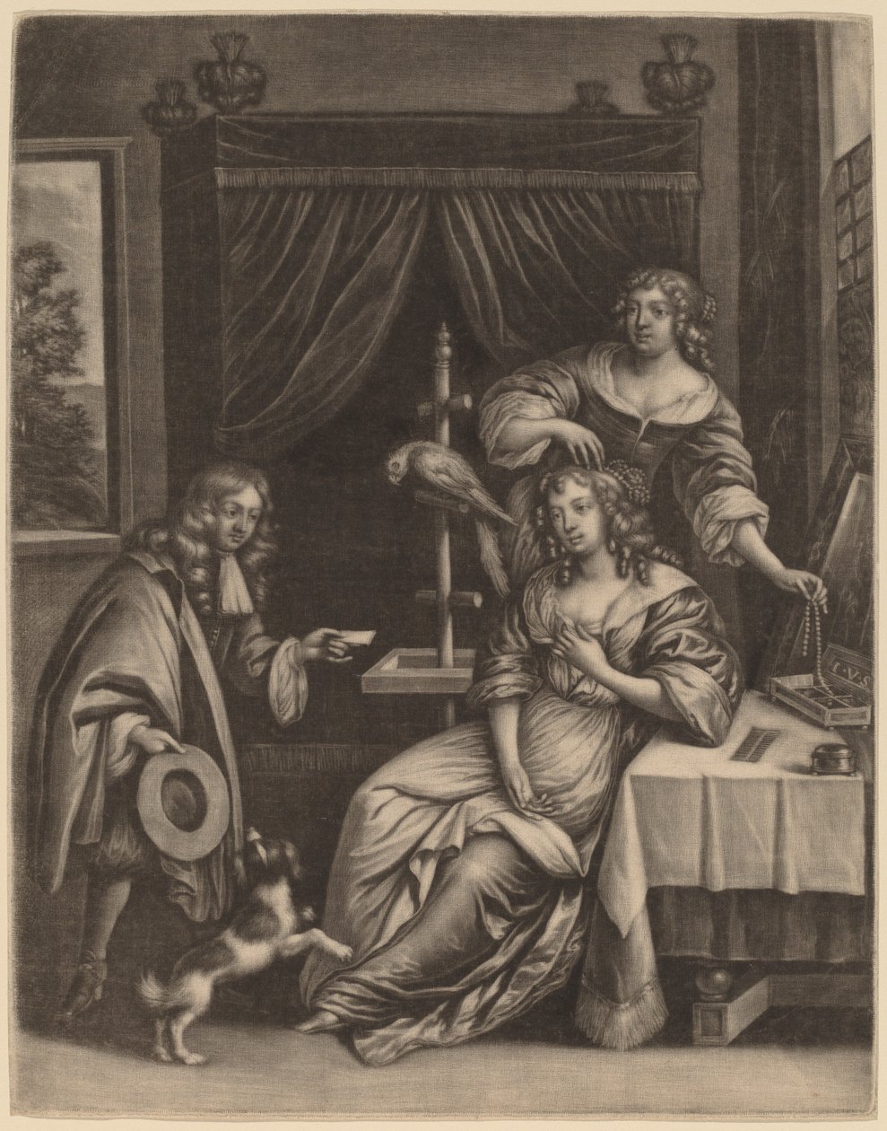 Niño entregando una carta a una mujer de Jan van Somer
