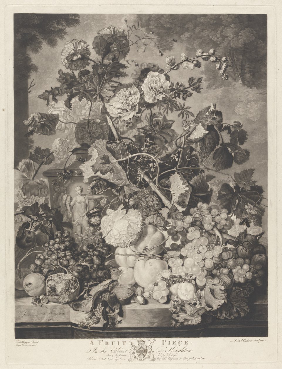 Una pieza de fruta, grabado por Richard Earlom, 1781 de Jan van after Huysum