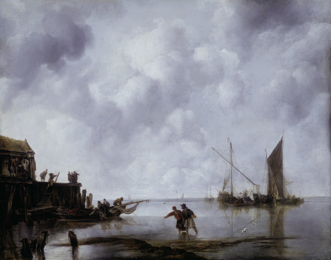 Barcos de pesca en calma de Jan van de Capelle or Cappelle