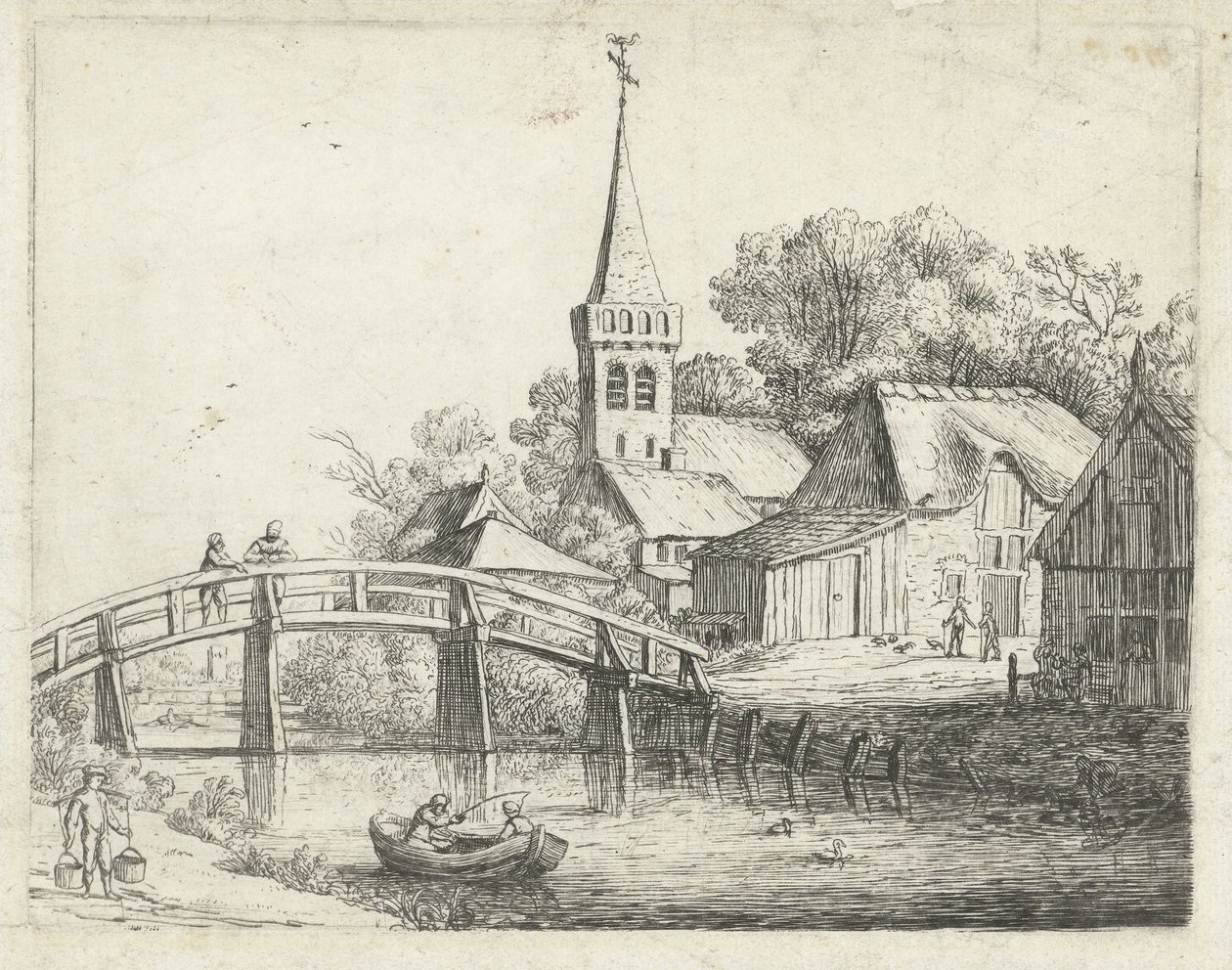 paisaje con puente de madera de Jan van de Cappelle