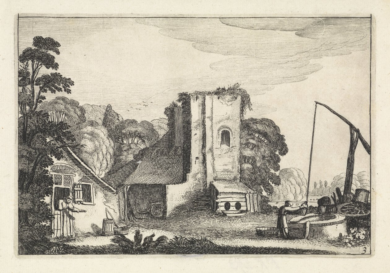 Cifras en una posada en la noche Paisajes (título de la serie) Amenissimae aliquot requculae (título de la serie) de Jan van de Velde (II)
