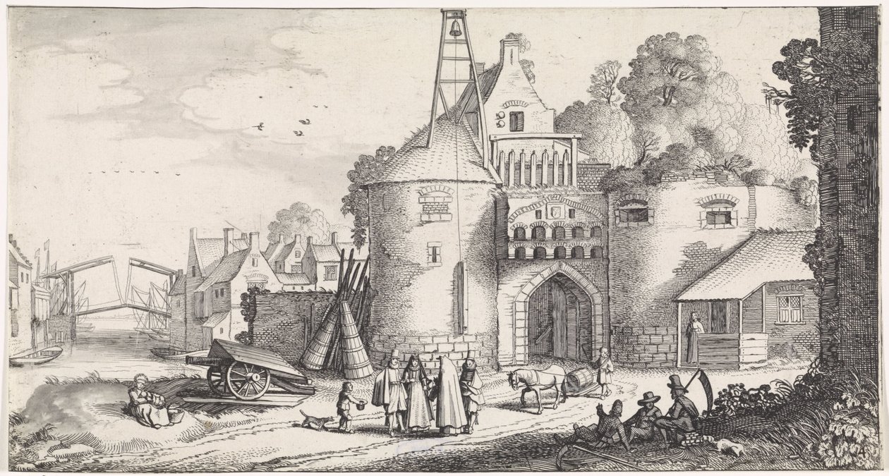Cifras en una puerta de la ciudad Paisajes lúdicos y poemas entretenidos (título de la serie) de Jan van de Velde (II)