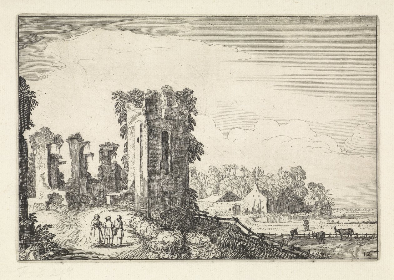 Figuras en el Huis ter Kleef cerca de Haarlem Paisajes (título de la serie) Amenissimae aliquot requculae (título de la serie) de Jan van de Velde (II)