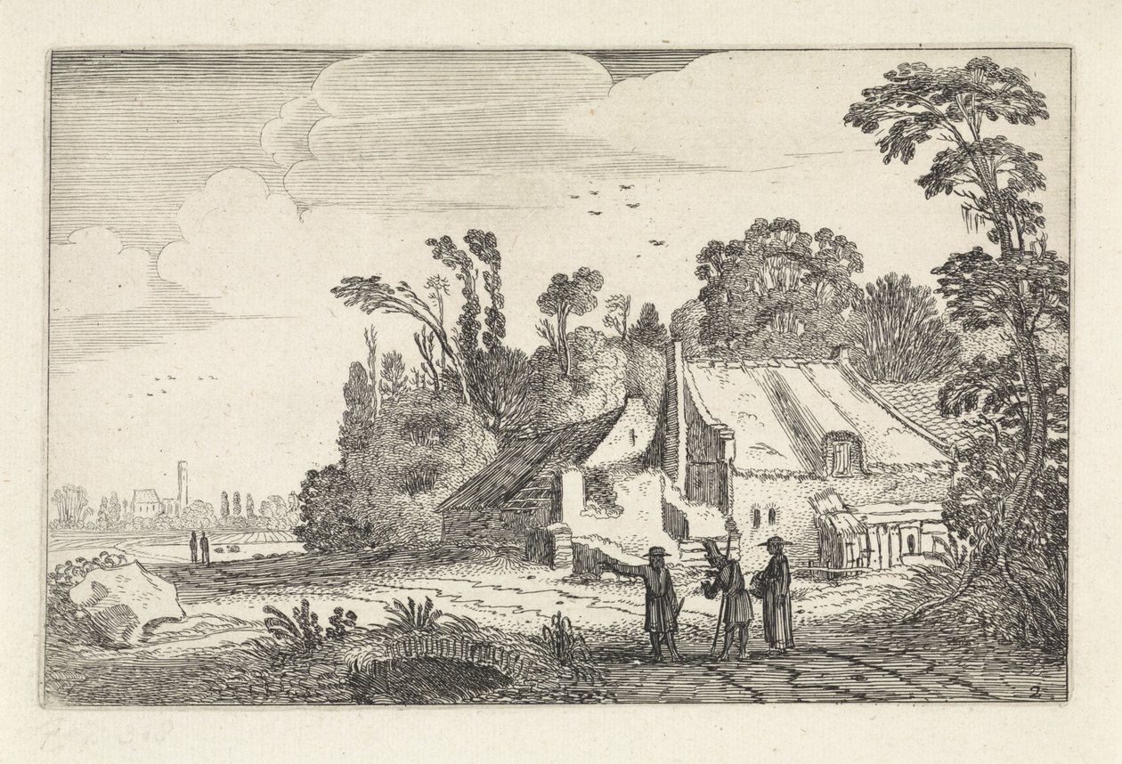 Cifras en un camino rural en una granja Paisajes (título de la serie) Amenissimae aliquot requculae (título de la serie) de Jan van de Velde (II)