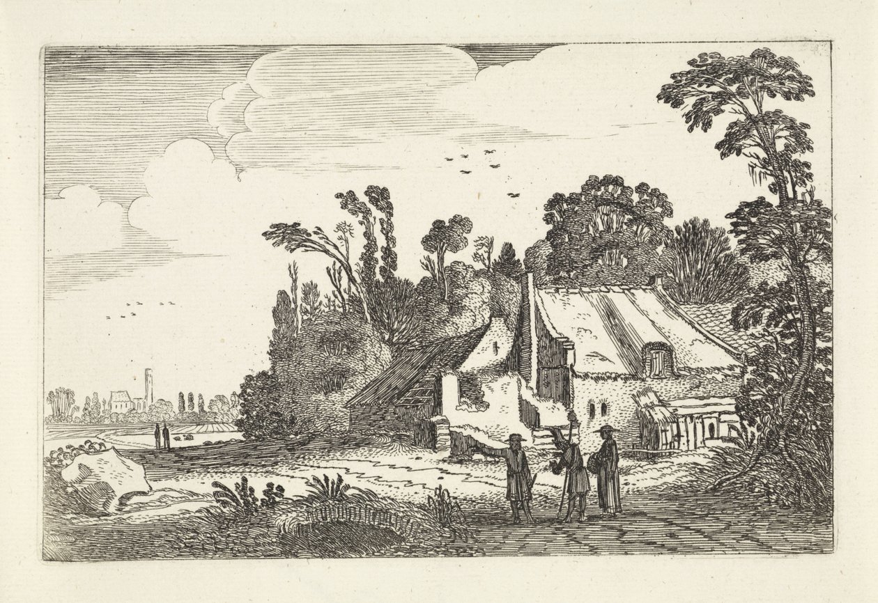 Cifras en un camino rural en una granja Paisajes (título de la serie) Amenissimae aliquot requculae (título de la serie) de Jan van de Velde (II)