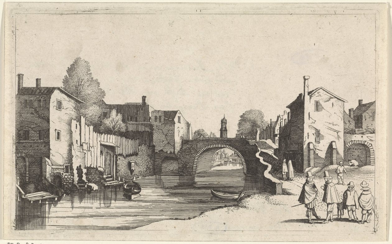 Vista de un canal en una ciudad Paisajes marinos (título de la serie) de Jan van de Velde (II)
