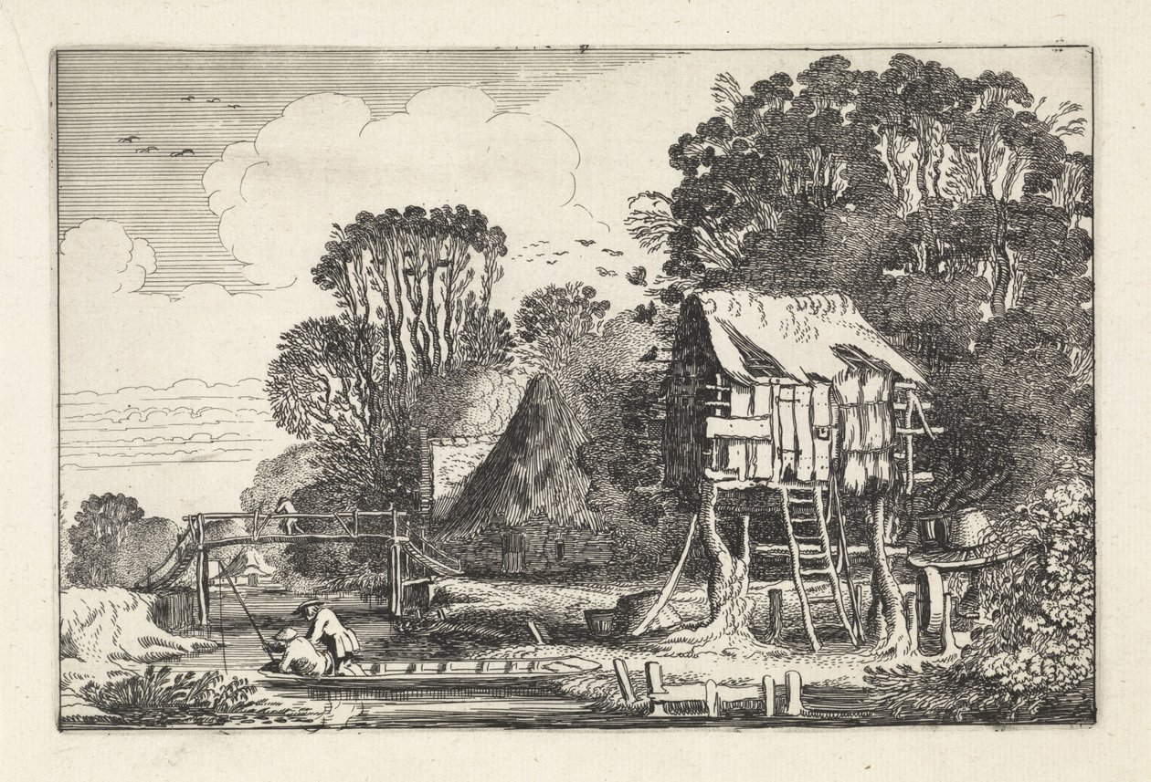 Pescadores en un barco cerca de un palomar Paisajes (título de la serie) Amenissimae aliquot requculae (título de la serie) de Jan van de Velde (II)