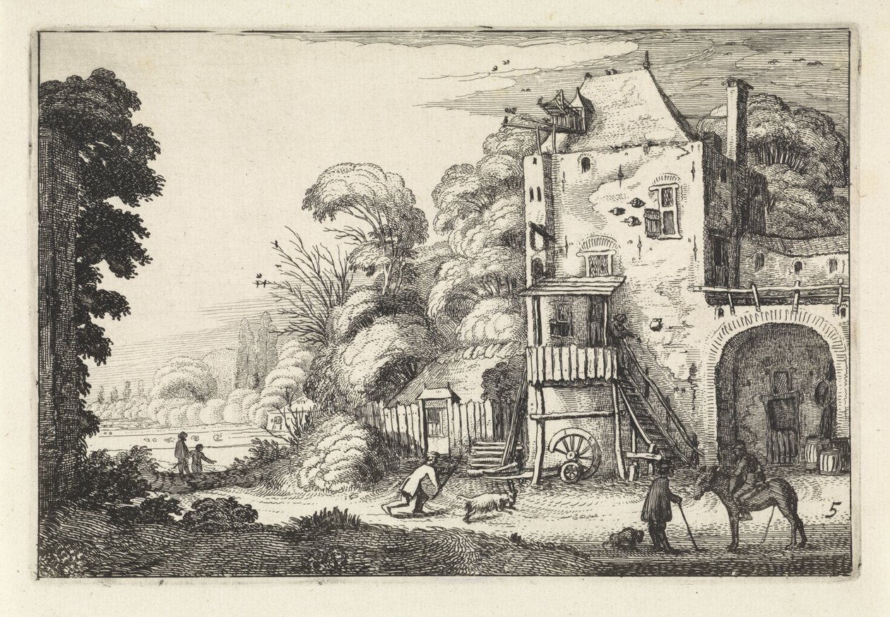 Posada en un paisaje Paisajes (título de la serie) Amenissimae aliquot requculae (título de la serie) de Jan van de Velde (II)