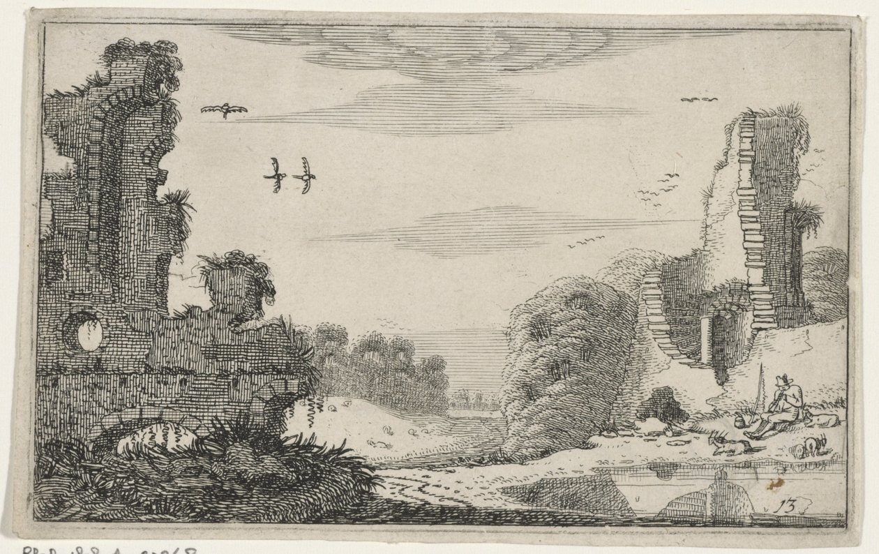 Herder bij een ruina Ruinas (título de la serie) (título de la serie) de Jan van de Velde (II)