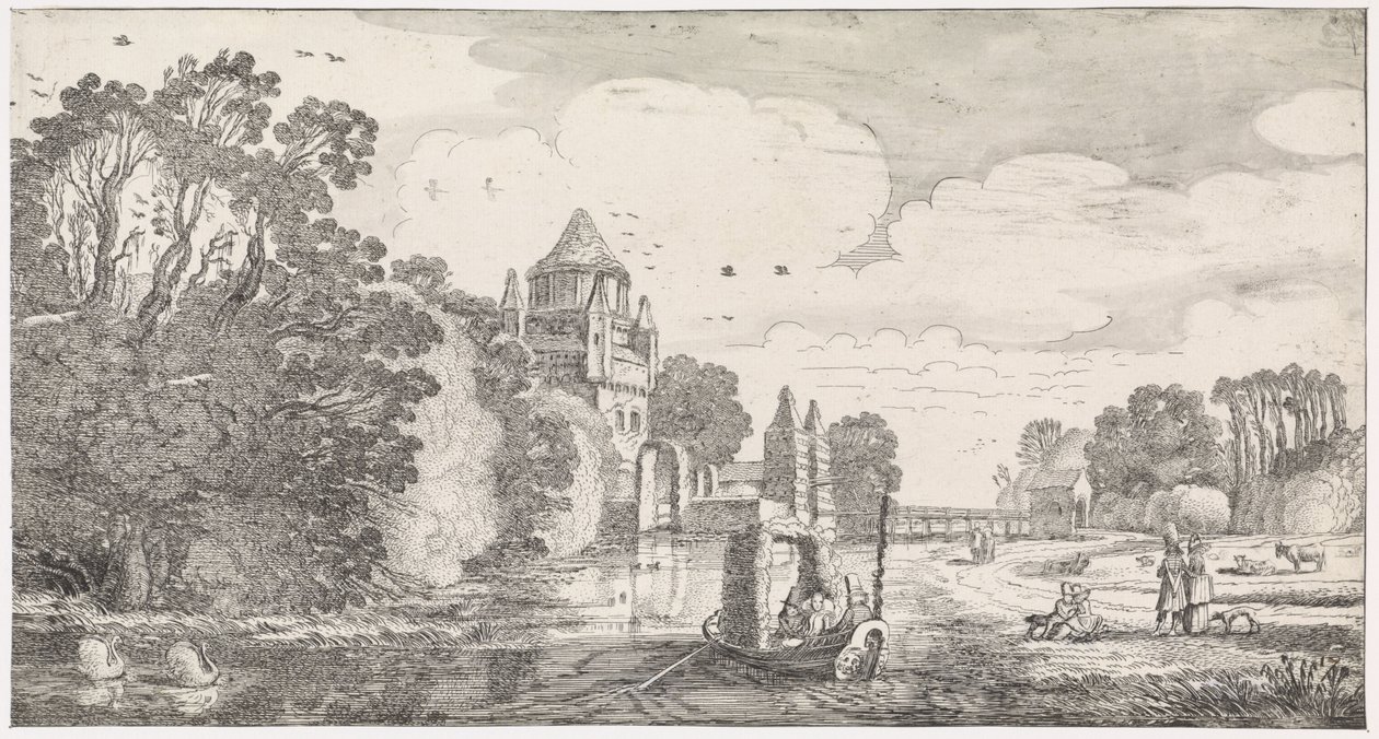 Pequeño Houtpoort en Haarlem Paisajes lúdicos y poemas entretenidos (título de la serie) de Jan van de Velde (II)
