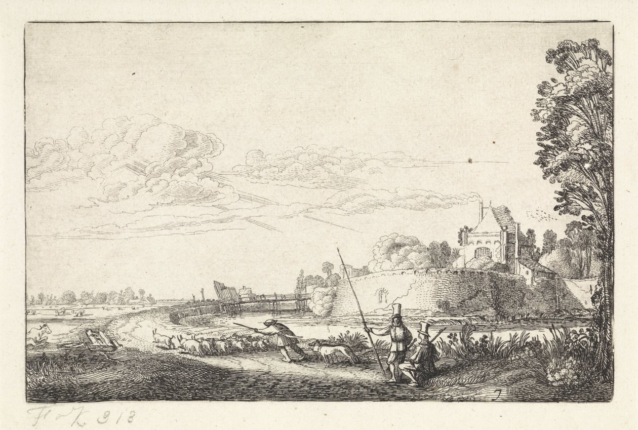 Paisaje con Zijlpoort en Haarlem Paisajes (título de la serie) Amenissimae aliquot requculae (título de la serie) de Jan van de Velde (II)