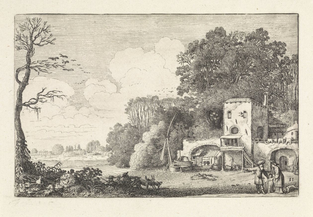 Paisaje con la despedida de Agar e Ismael Paisajes (título de la serie) Amenissimae aliquot requculae (título de la serie) de Jan van de Velde (II)