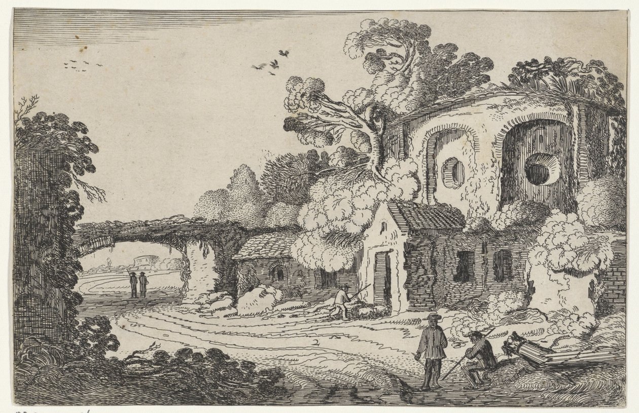 Paisaje con un viejo castillo
Ruinas en paisajes (título de la serie)
Vetustae Ruinae et Venustissimae aliquot Regiones (título de la serie) de Jan van de Velde (II)