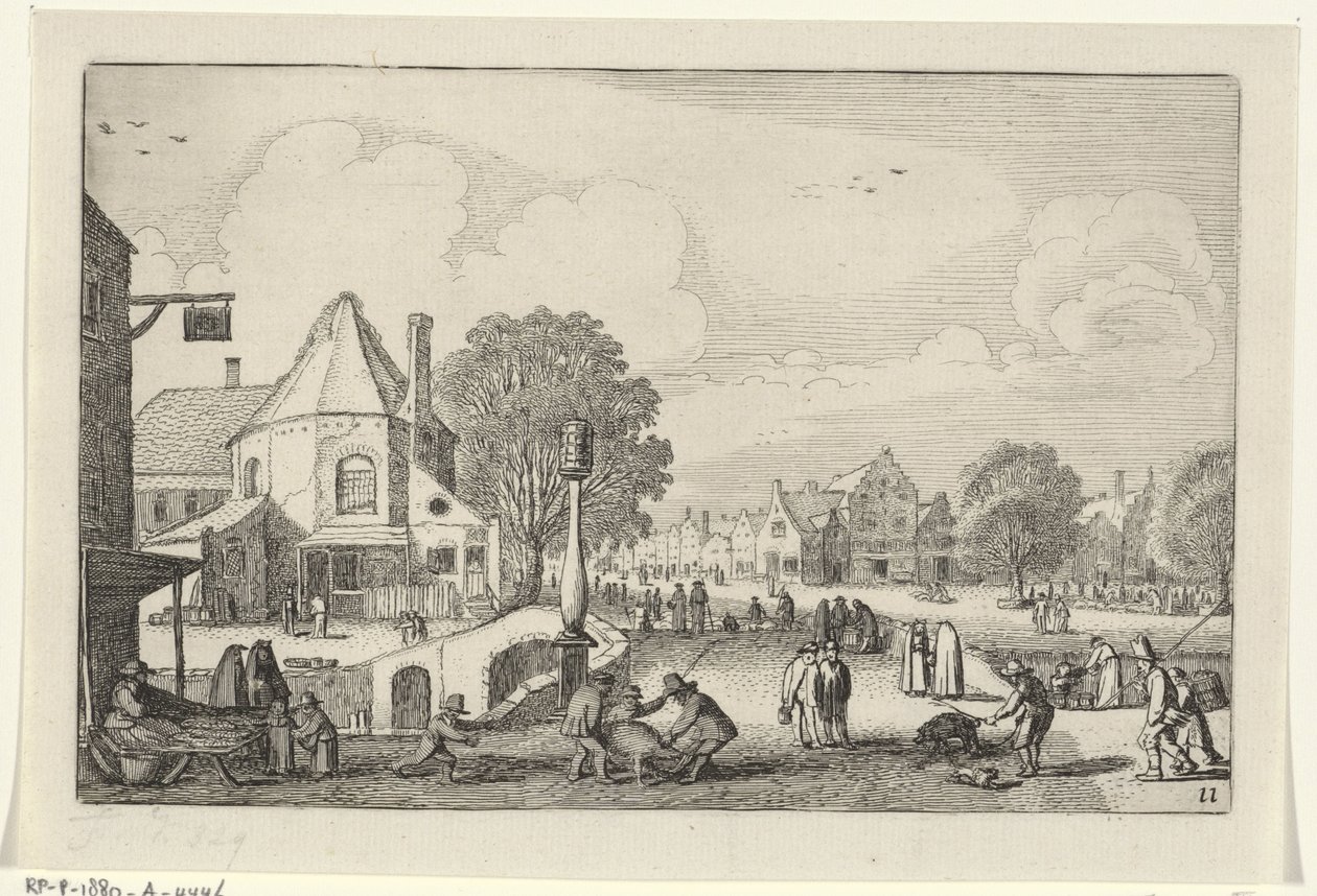 Día de mercado en una ciudad Paisajes (título de la serie) Amenissimae aliquot requculae (título de la serie) de Jan van de Velde (II)