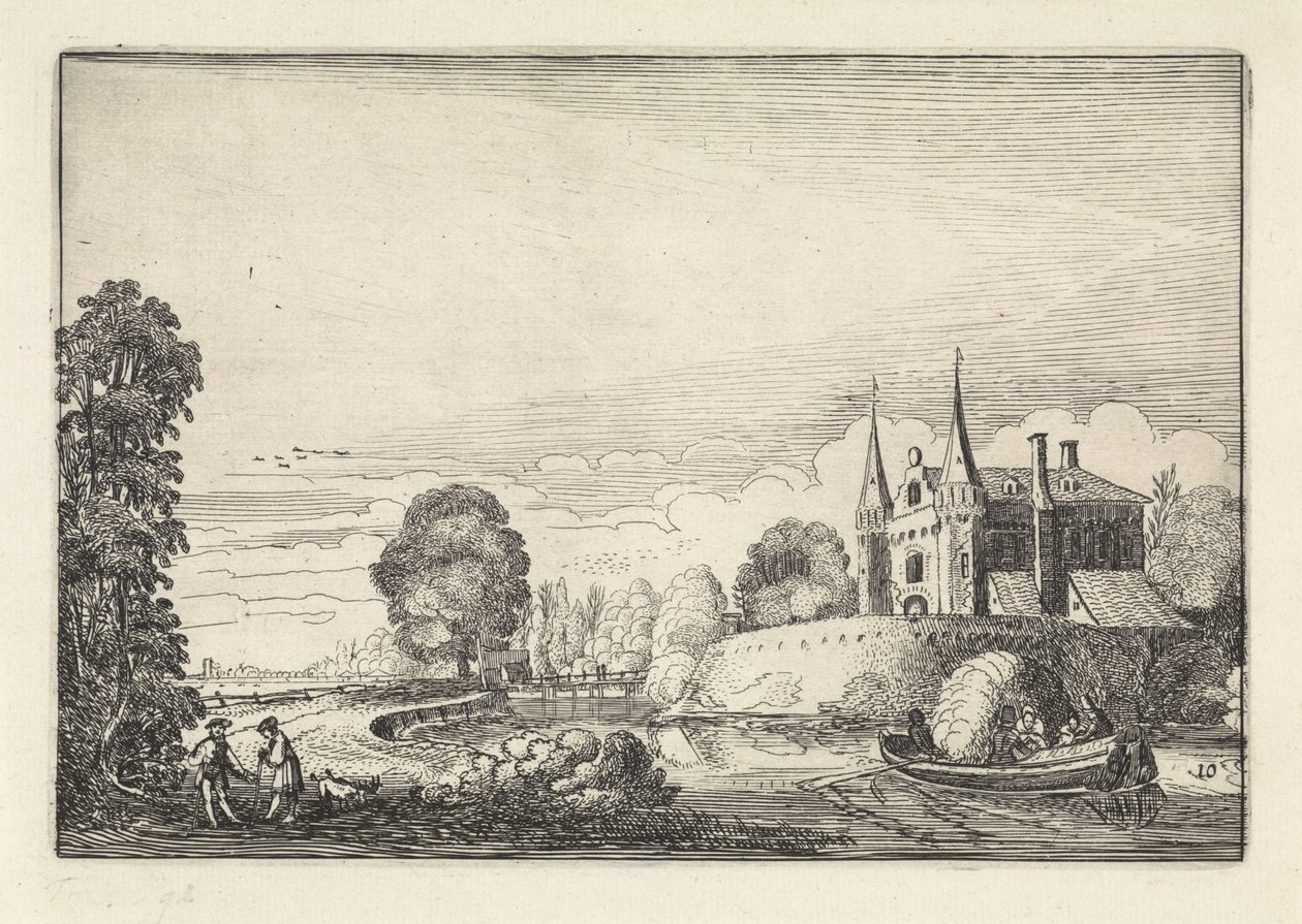 Embarcación de recreo en un foso Paisajes (título de la serie) Amenissimae aliquot requculae (título de la serie) de Jan van de Velde (II)