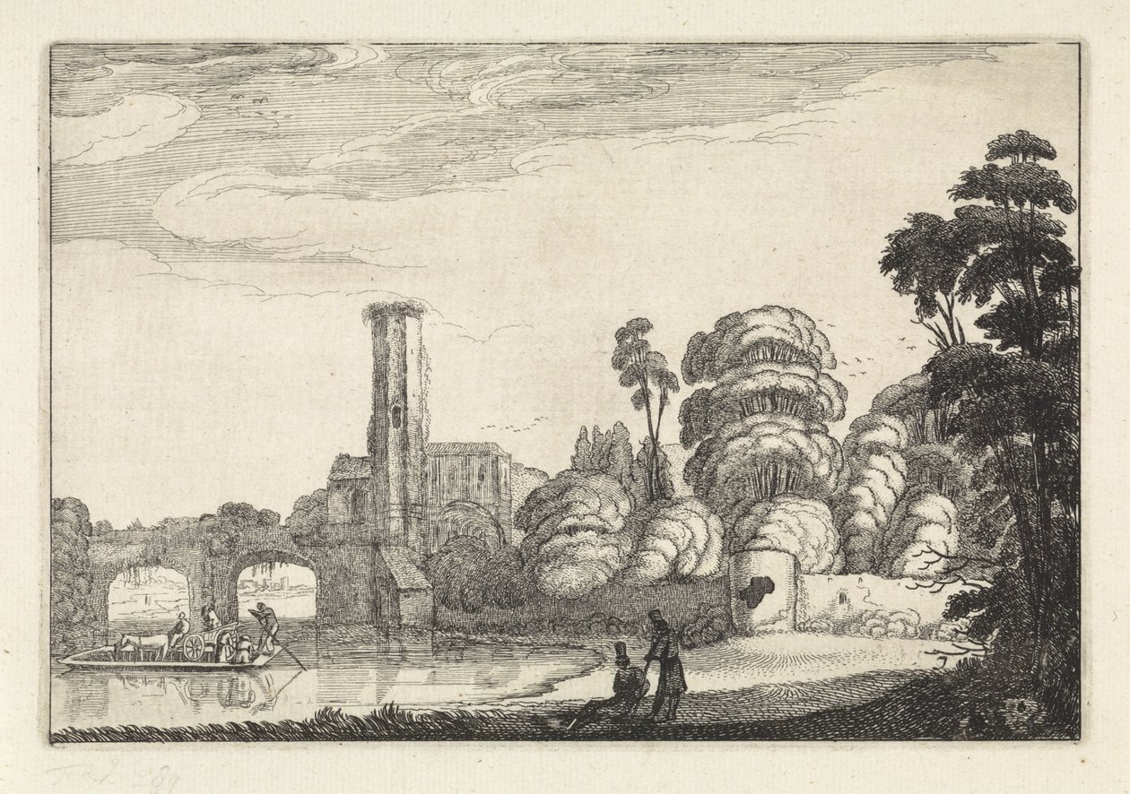 Pont en un puente y una ruina Paisajes (título de la serie) Amenissimae aliquot requculae (título de la serie) de Jan van de Velde (II)