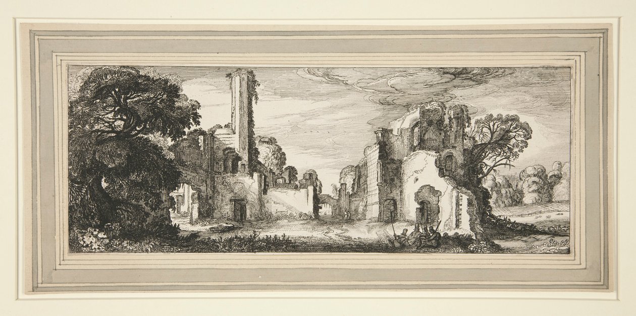 paisaje con un castillo en ruinas de Jan van de Velde II