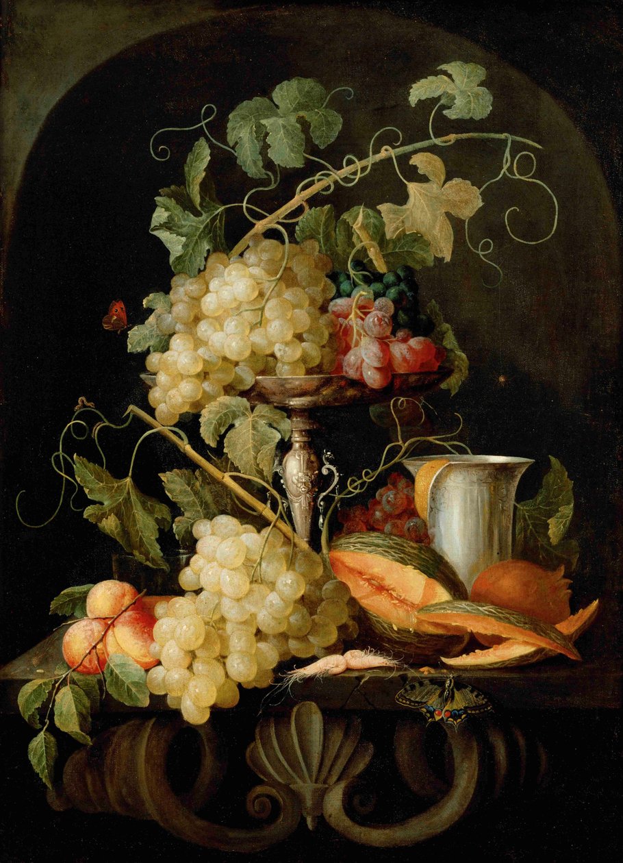 Naturaleza muerta con frutas de Jan van den Hecke