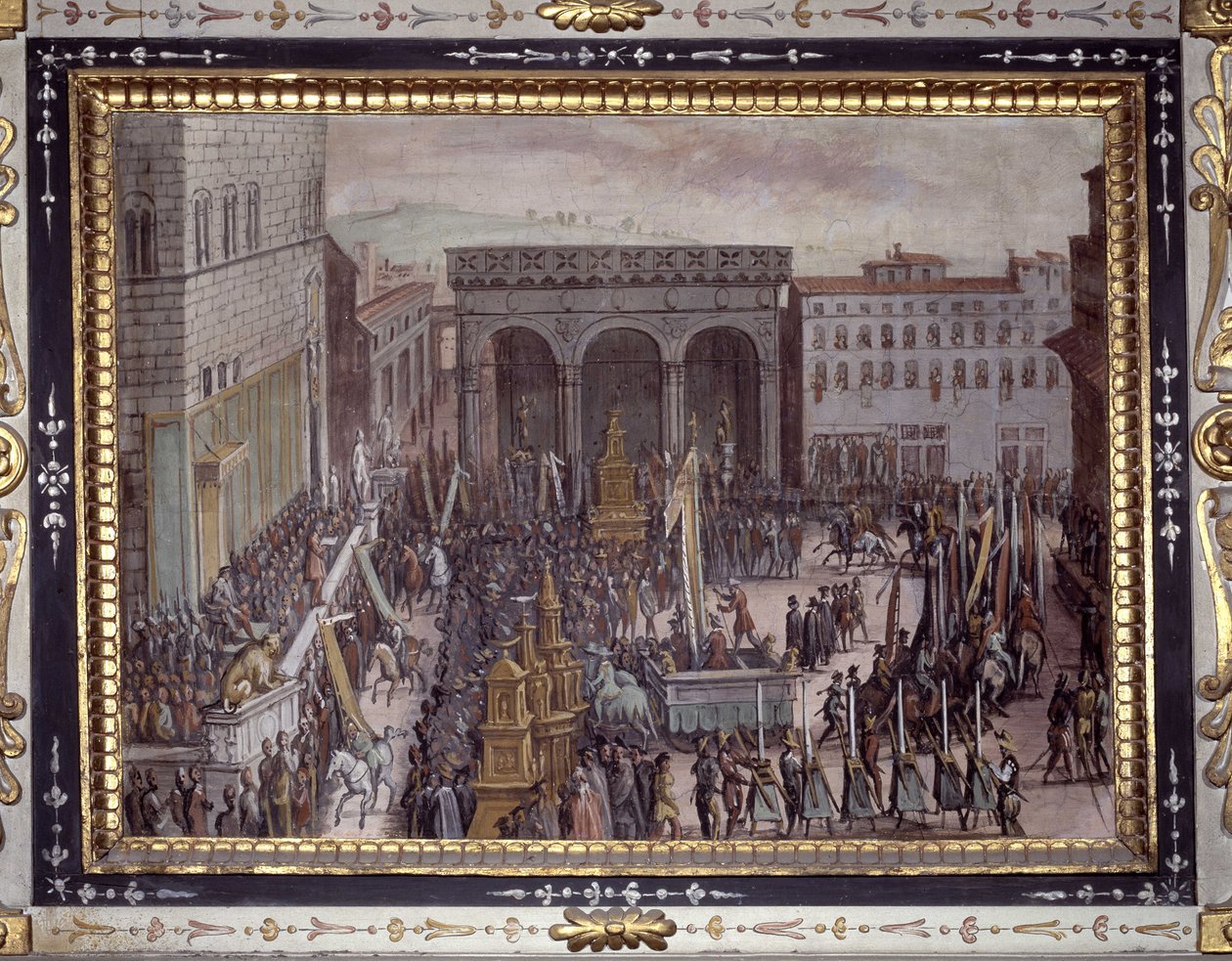 La celebración de las lisonjas en Florencia (La celebración de las lisonjas en la Piazza della Signoria, Florencia) de Jan van der Straet
