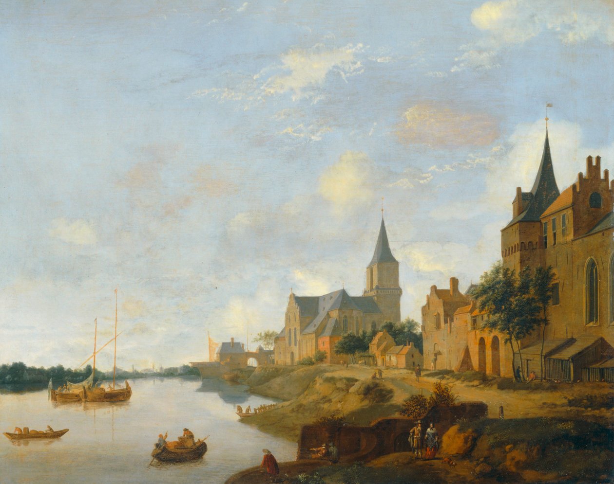 El Rin en Emmerich con la iglesia de San Martín ... de Jan van der (manner of) Heyden