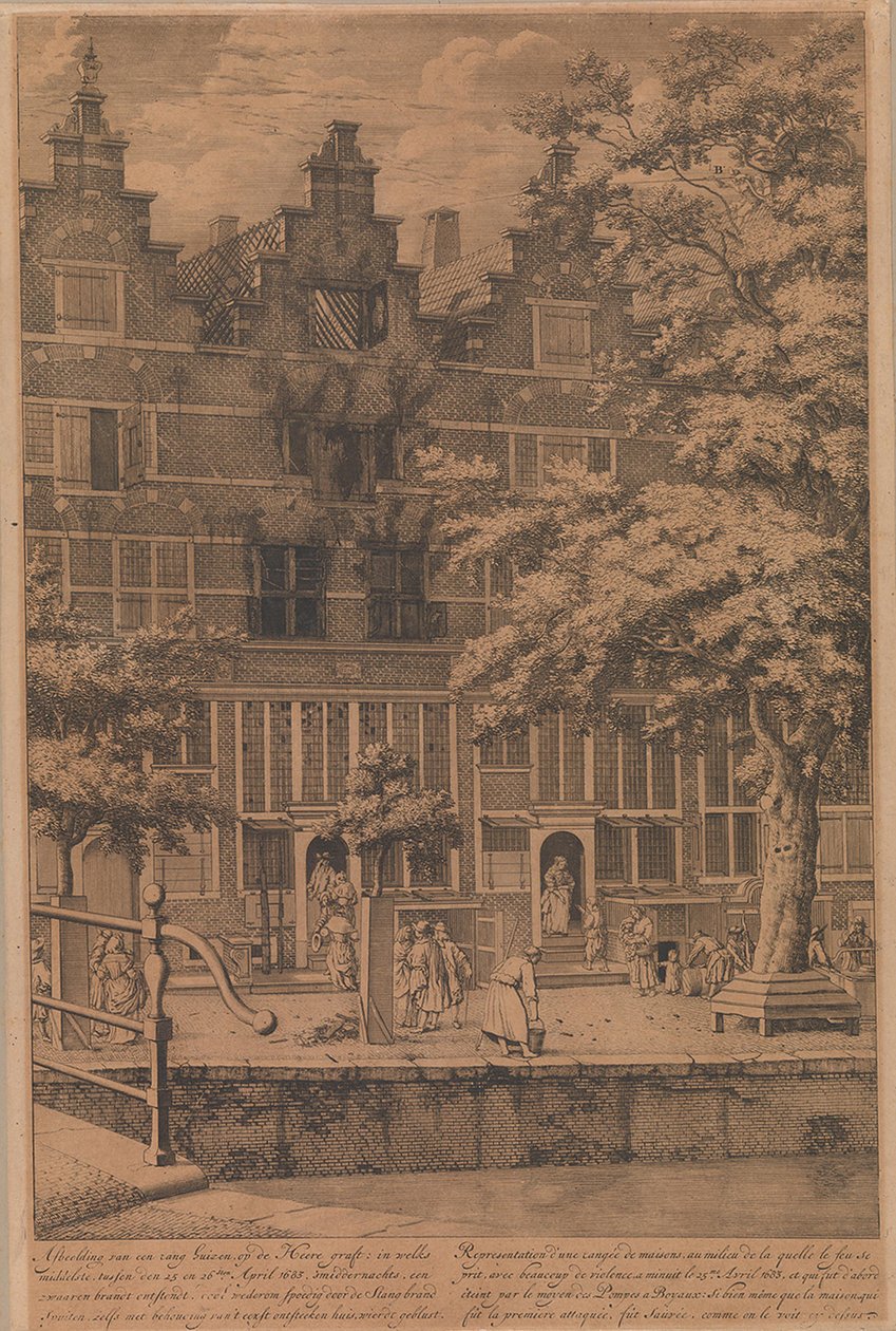 Extinción del incendio en el Heerengracht (25-26 de abril de 1683) de Jan van der Heyden