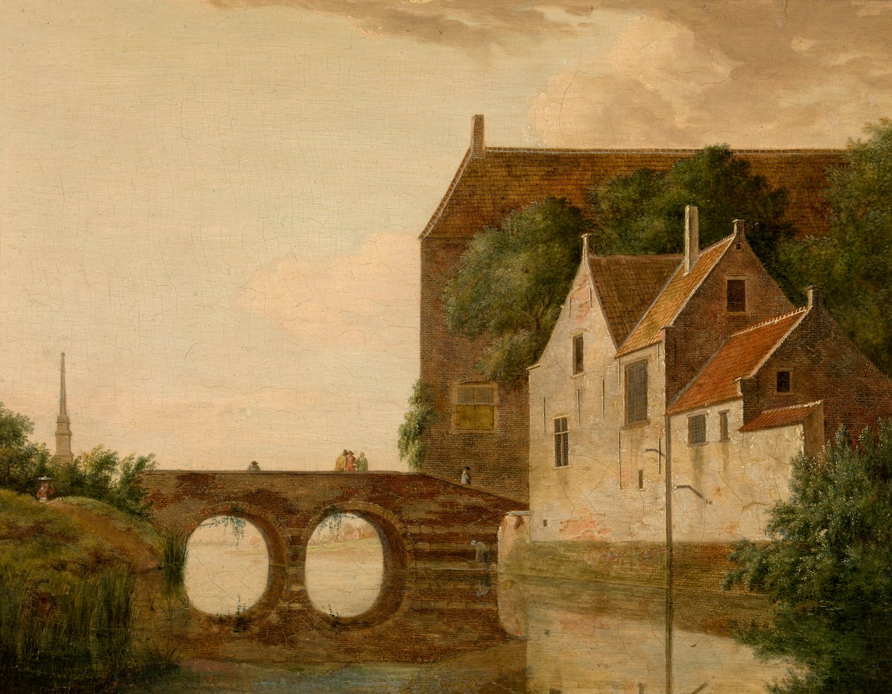 Puente sobre un río de Jan van der Heyden