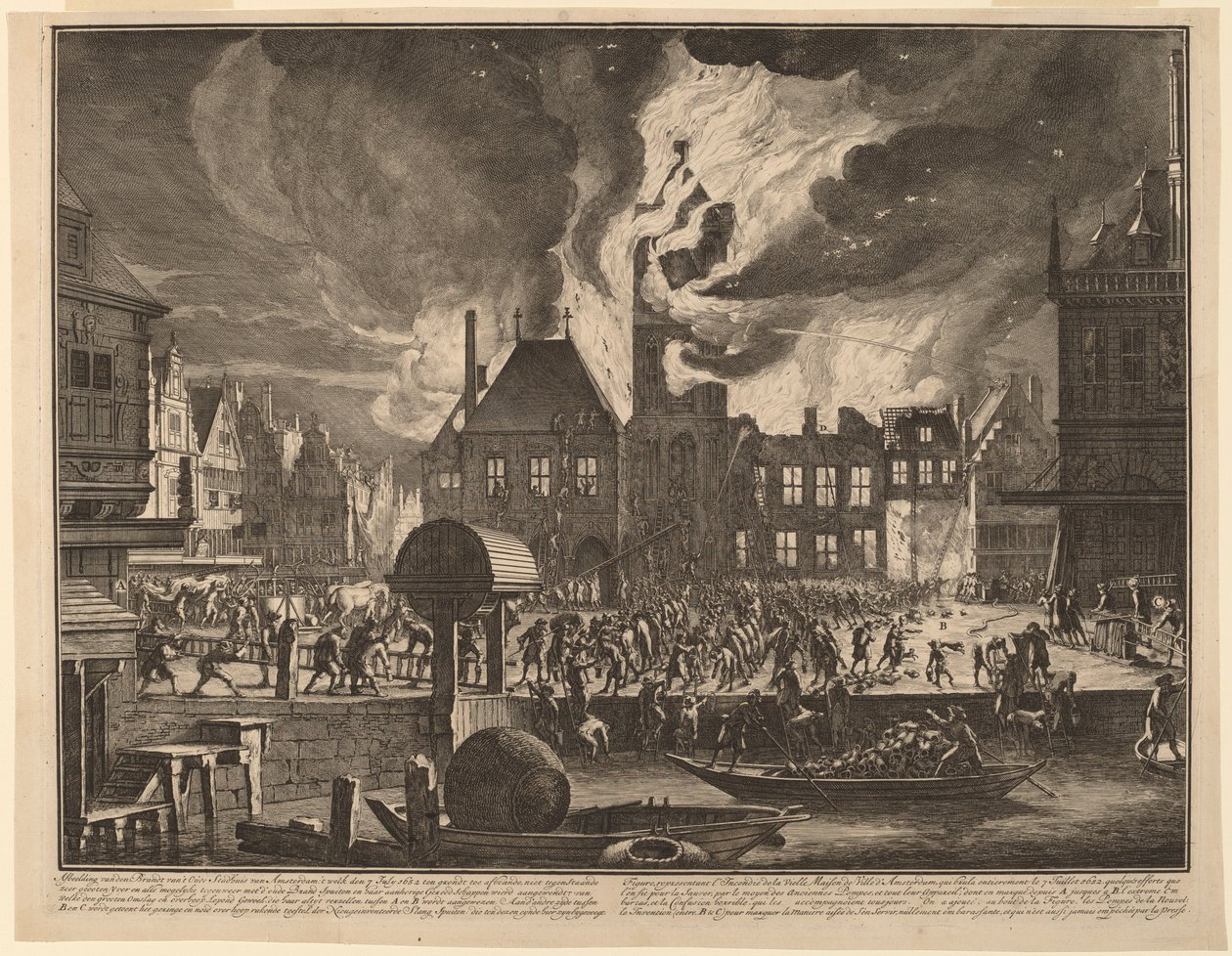 Incendio del Antiguo Ayuntamiento de Ámsterdam de Jan van der Heyden
