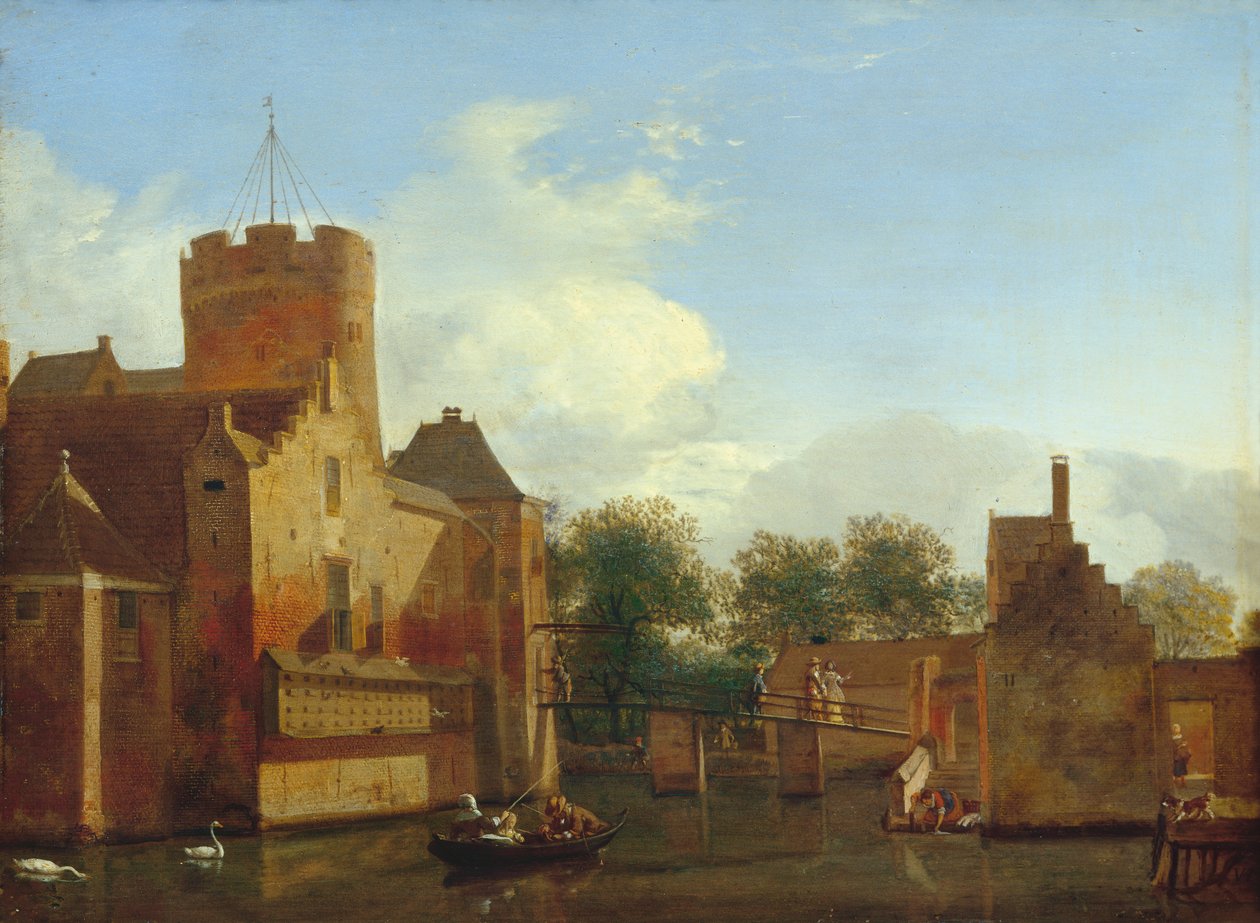 Castillo de Loenerslot en Holanda, c.1665-70 (óleo sobre roble) de Jan van der Heyden