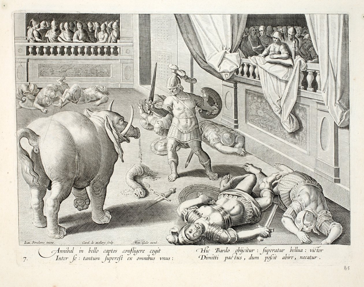 Aníbal hace que los romanos derrotados luchen entre sí, ilustración de 
