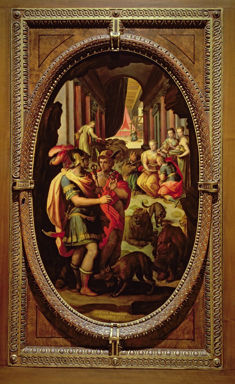 Ulises, Mercurio y Circe, 1570 de Jan van der Straet