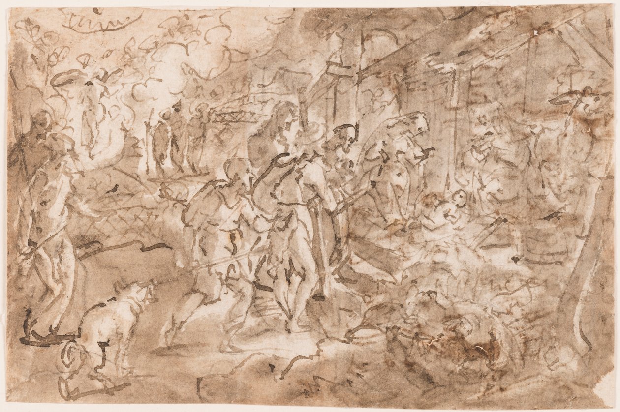 Adoración de los pastores de Jan van der Straet, called Stradanus