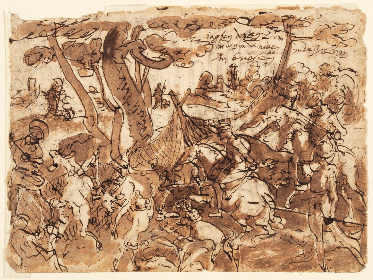 Caza de ciervos con redes de Jan van der Straet, called Stradanus