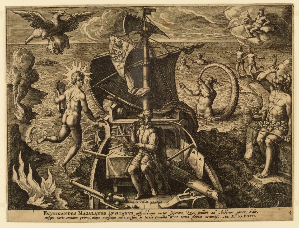 Ferdinandes Magalanes Lusitanus, placa 4 de "Americae Retectio" de Jan van der Straet, called Stradanus