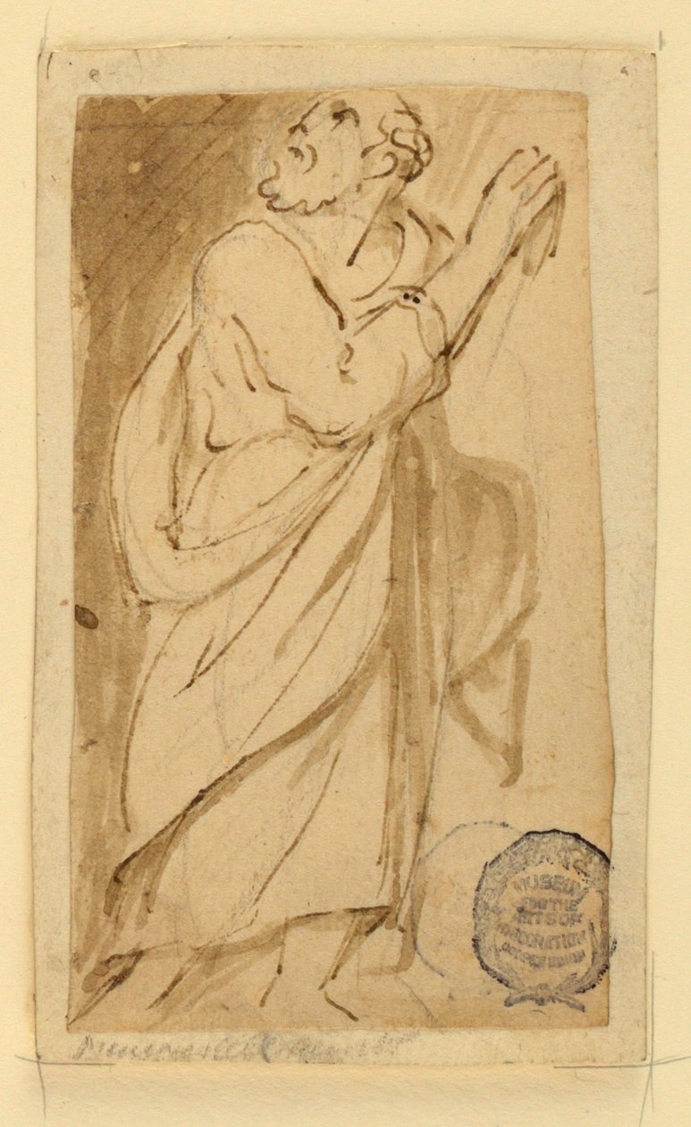 Página de un libro de dibujos; Hombre mayor con atuendo clásico de Jan van der Straet, called Stradanus
