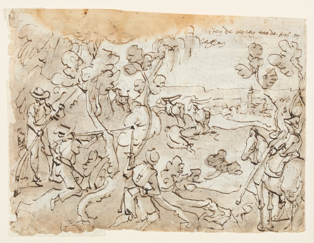 Página de Cuaderno de Bocetos con Caza de Antílopes de Jan van der Straet, called Stradanus