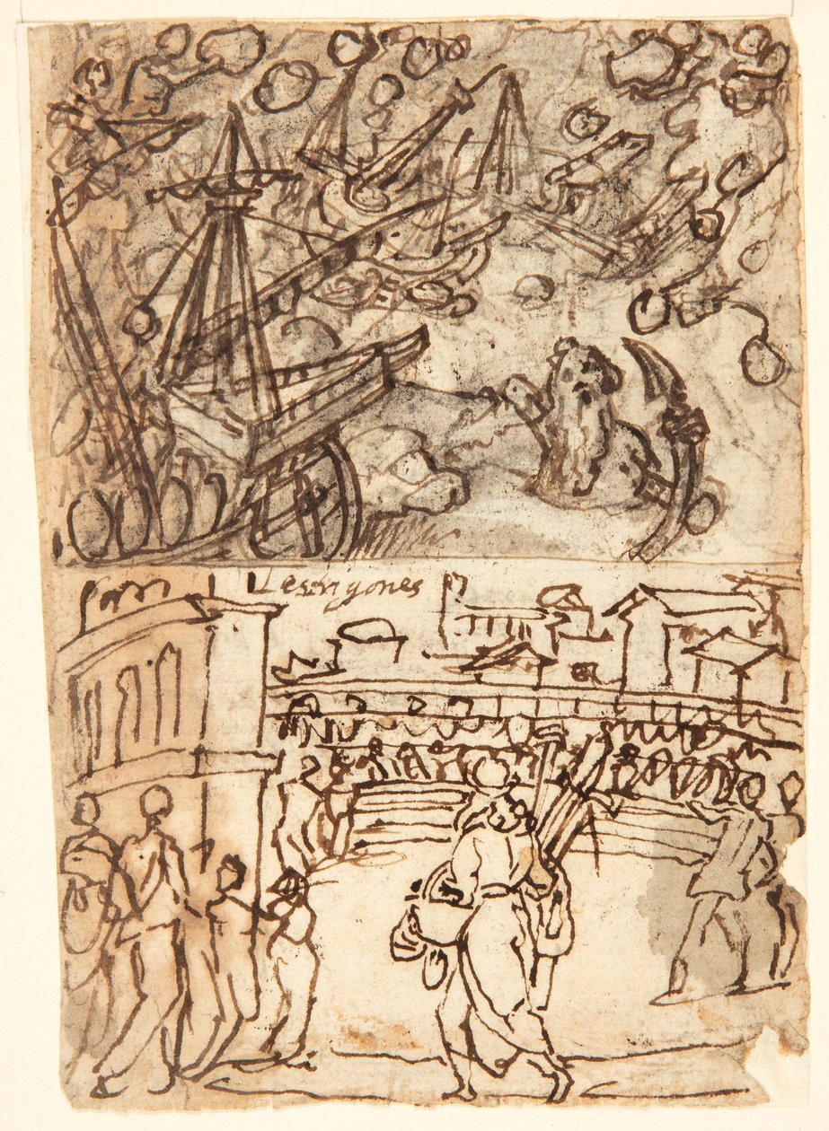 Página de cuaderno de bocetos con cíclope de Jan van der Straet, called Stradanus