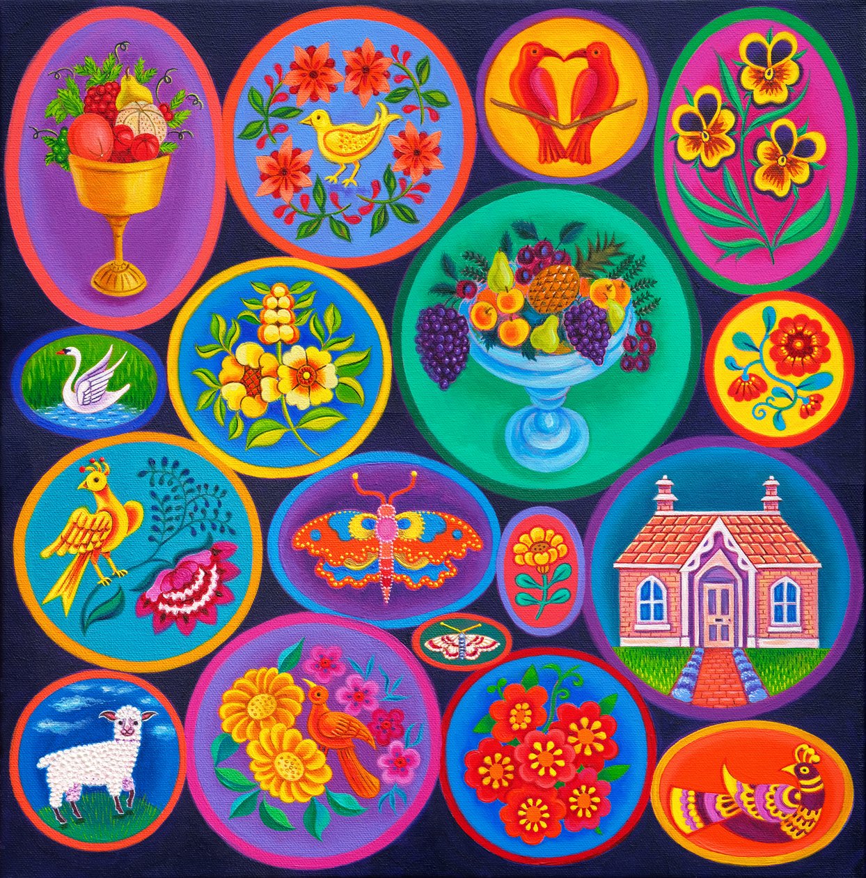 Círculos populares, 2024 (óleo sobre lienzo) de Jane Tattersfield