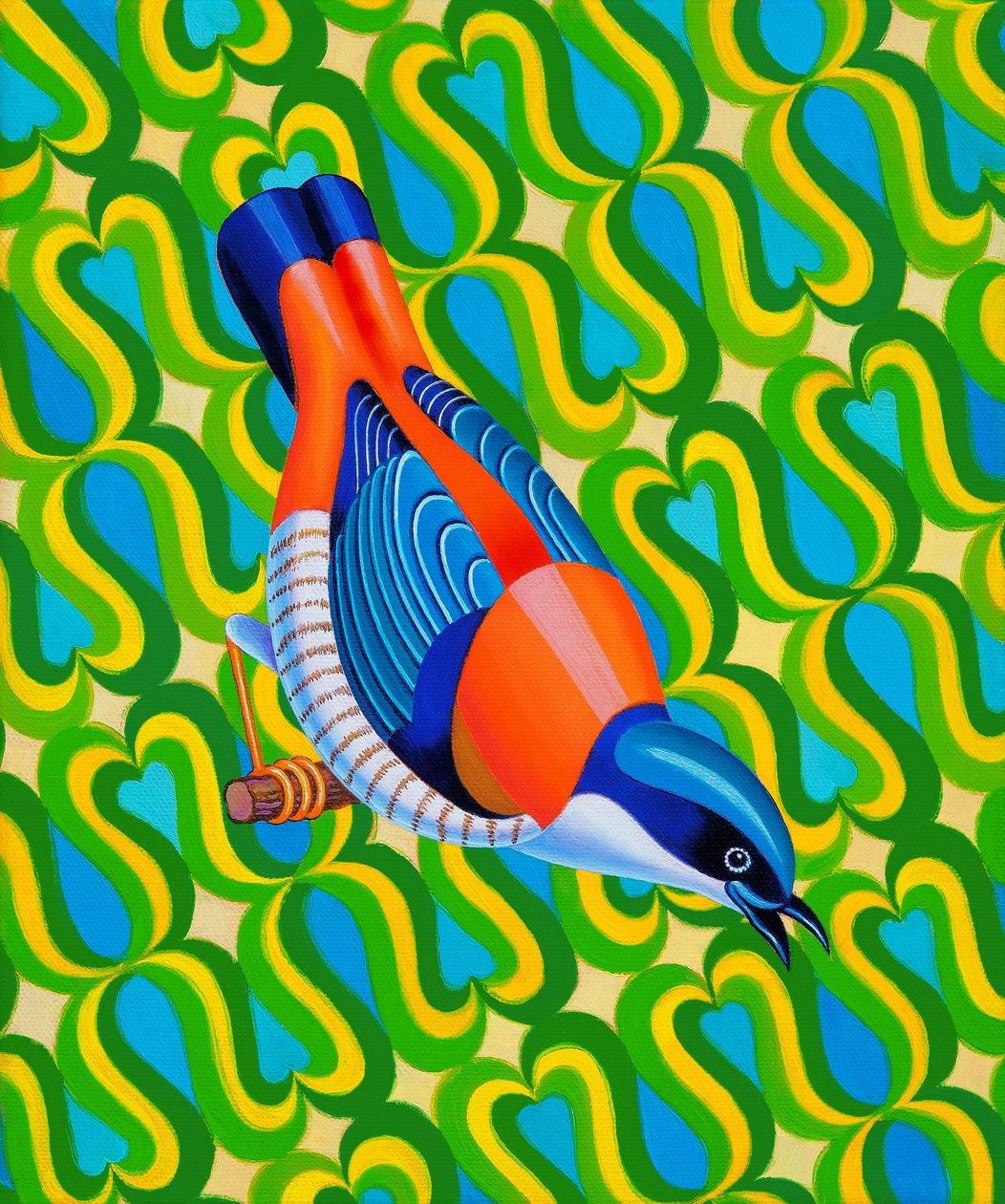 Pájaro Cutia del Himalaya, 2023 (óleo sobre lienzo) de Jane Tattersfield