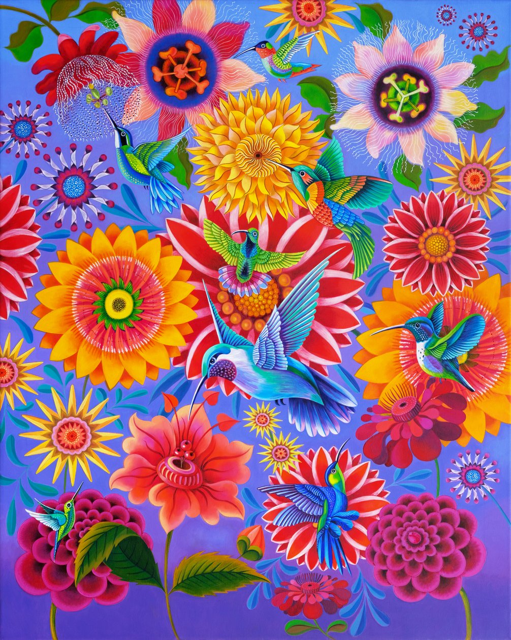 Colibríes, 2024 (óleo sobre lienzo) de Jane Tattersfield