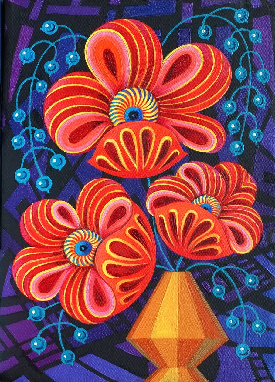 Flores rojas con bayas, 2016 de Jane Tattersfield