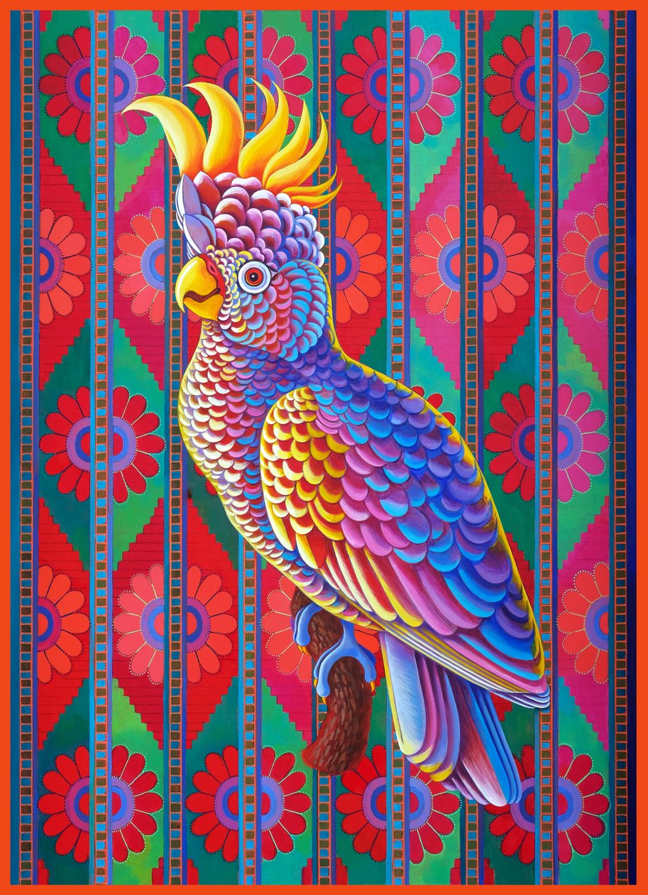 Cacatúa crestada amarilla, 2022 (óleo sobre lienzo) de Jane Tattersfield