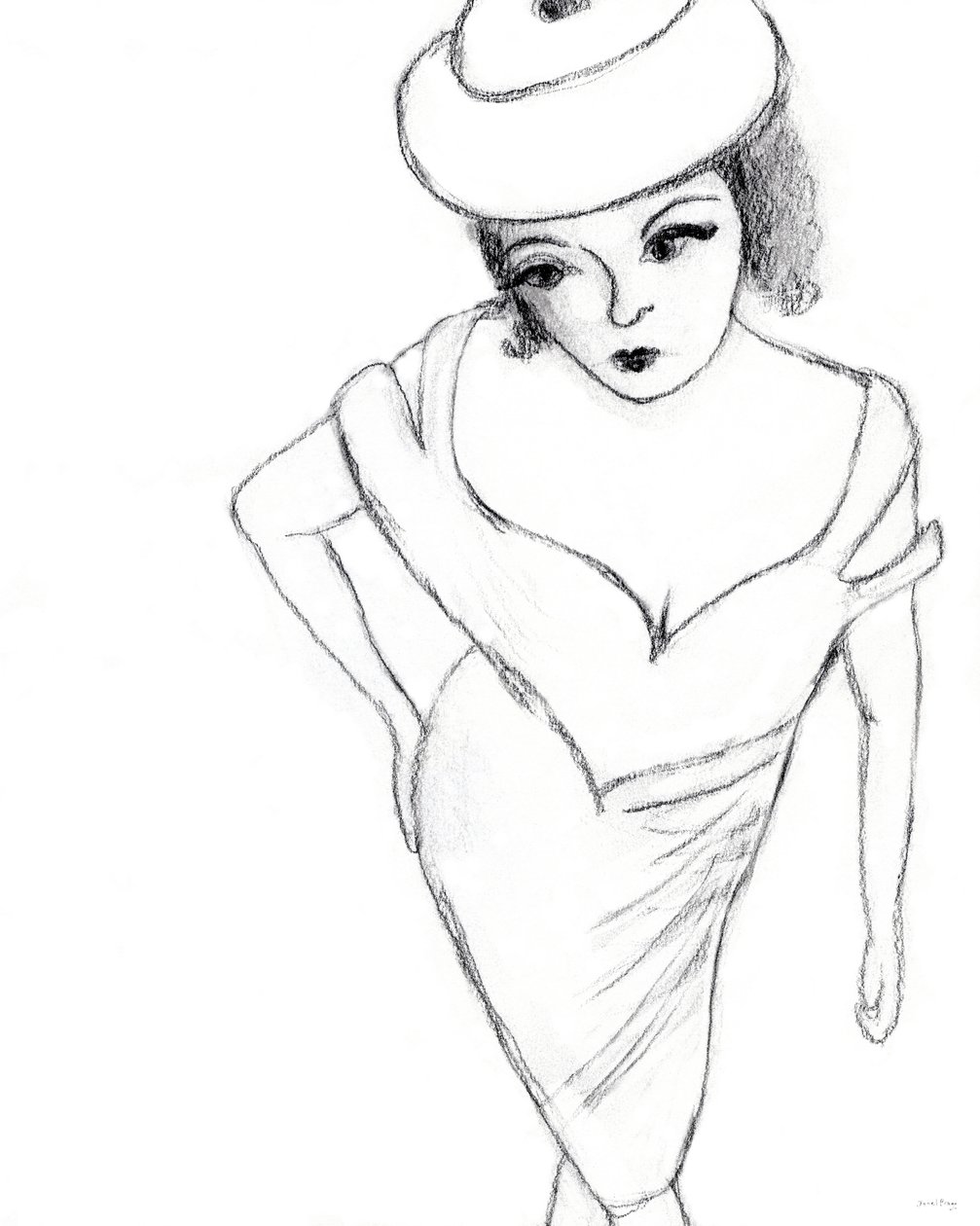 Fashion Molly, 2023 (lápiz sobre papel) de Janel Bragg